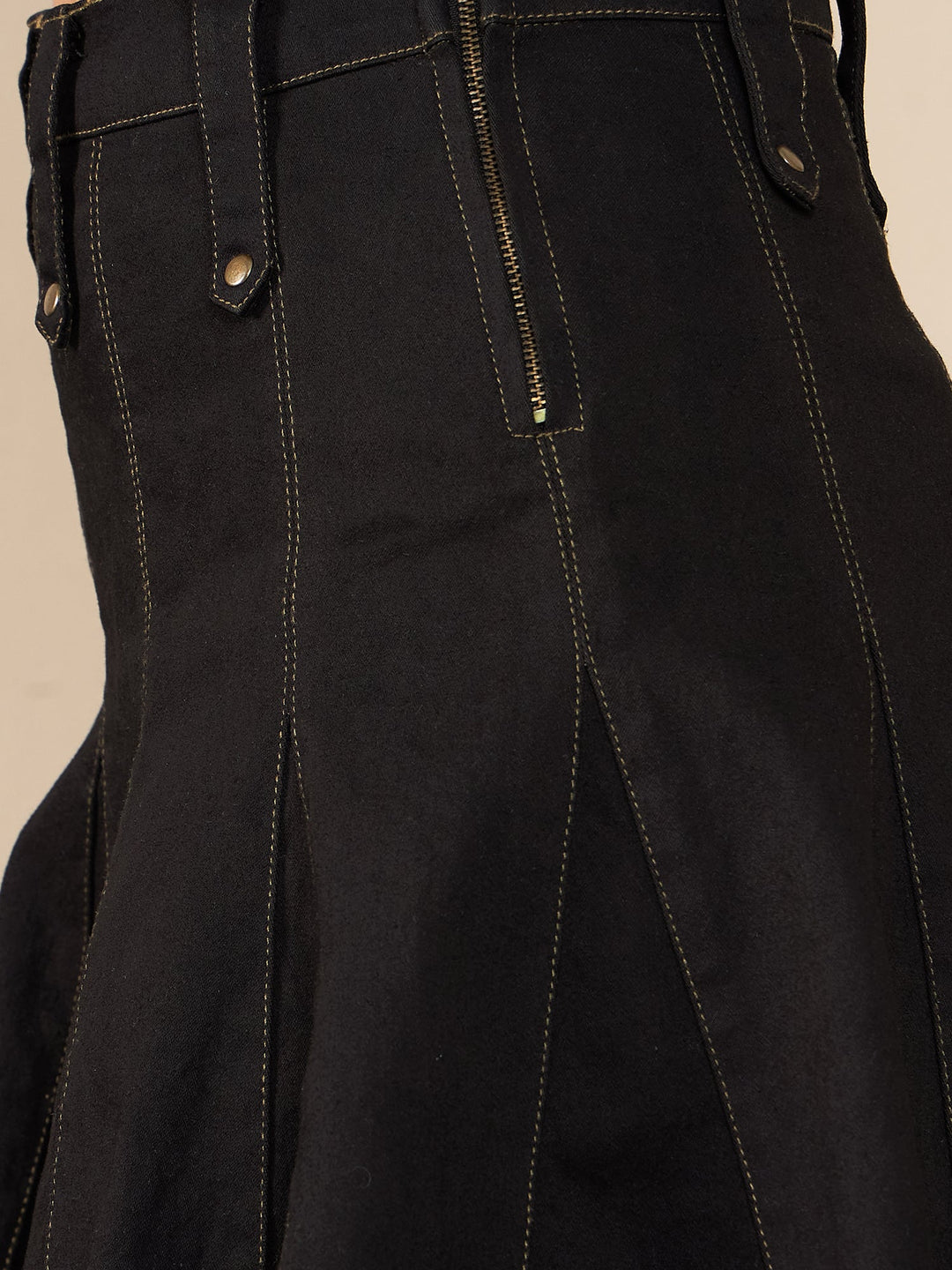 Black-Denim-Loop-Detail-Skirt