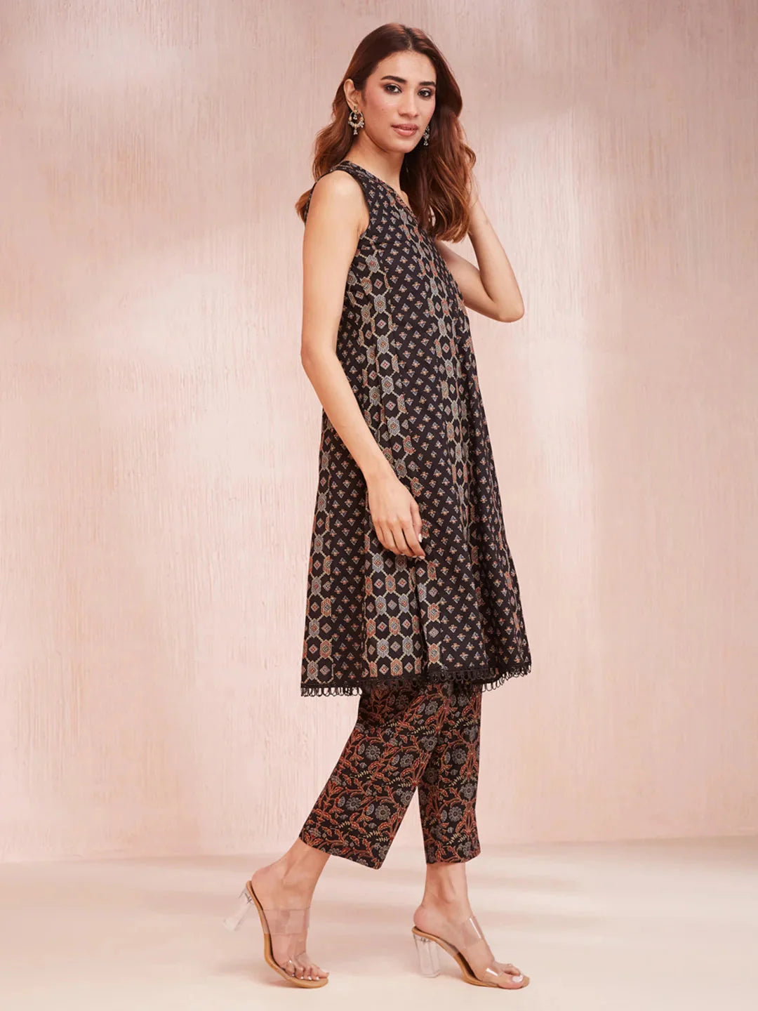 Black-Cotton-Ethnic-Motifs-Print-Straight-2-Piece-Kurta-Set