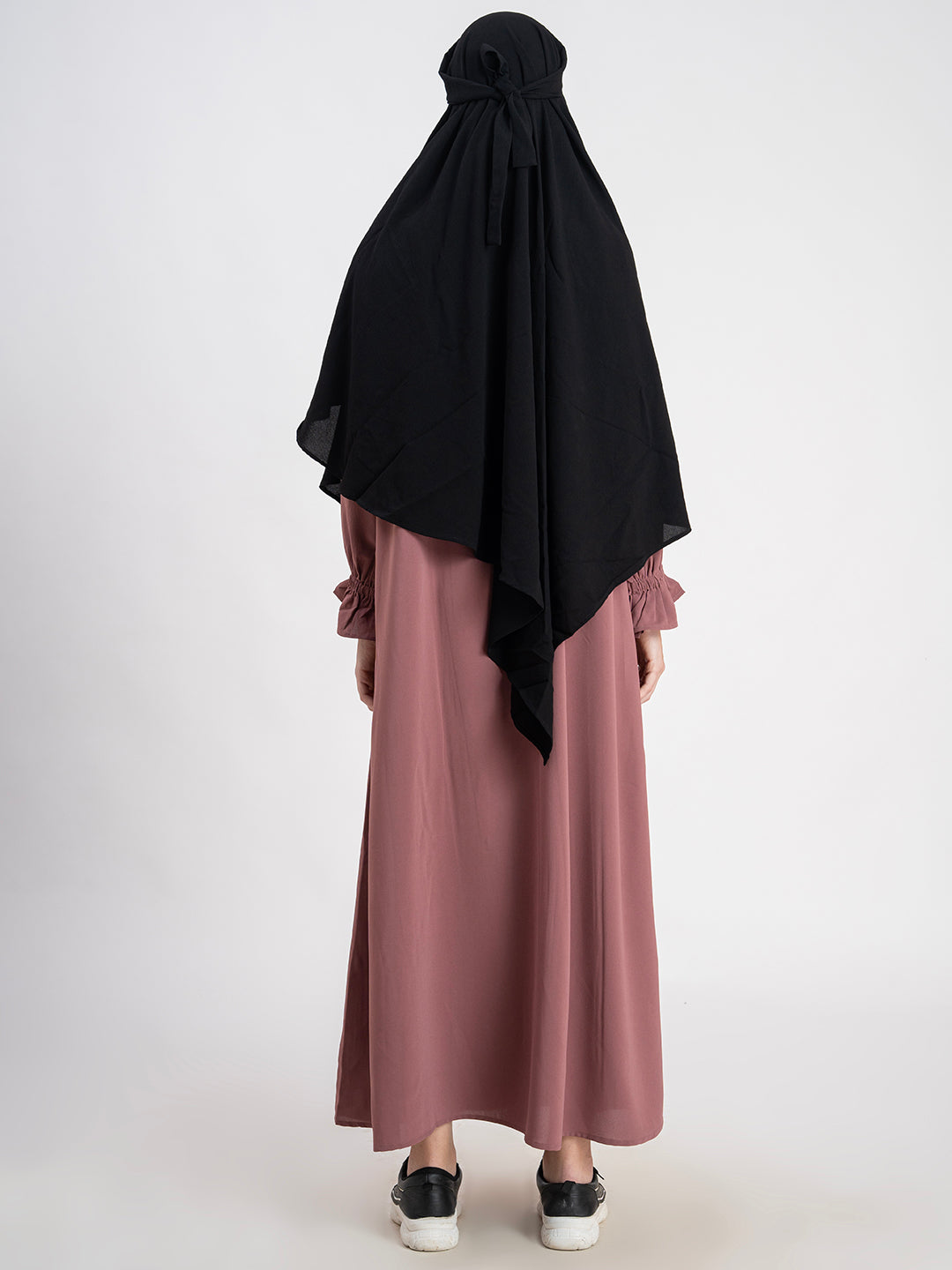 Black Khimar with Brown Abaya CYK Fabric Plain Khimar Set