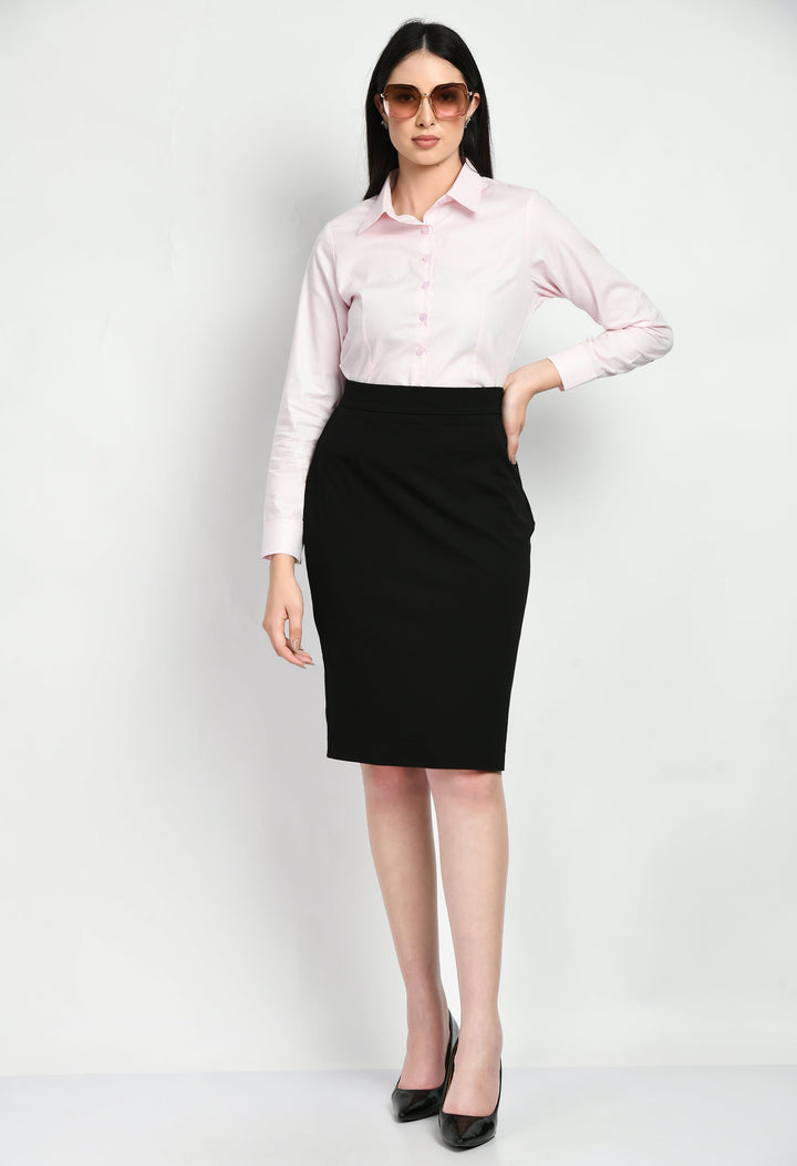 Black-Leadership-Solid-Stretch-Pencil-Skirt