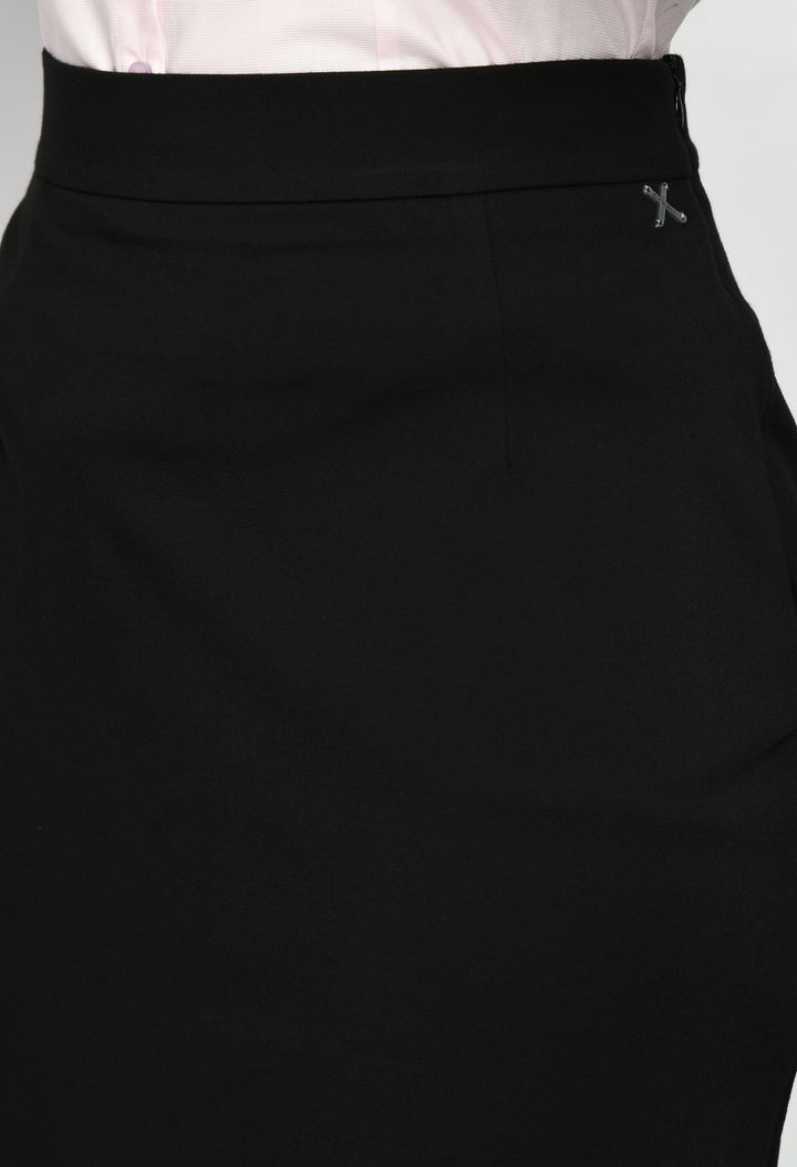 Black-Leadership-Solid-Stretch-Pencil-Skirt