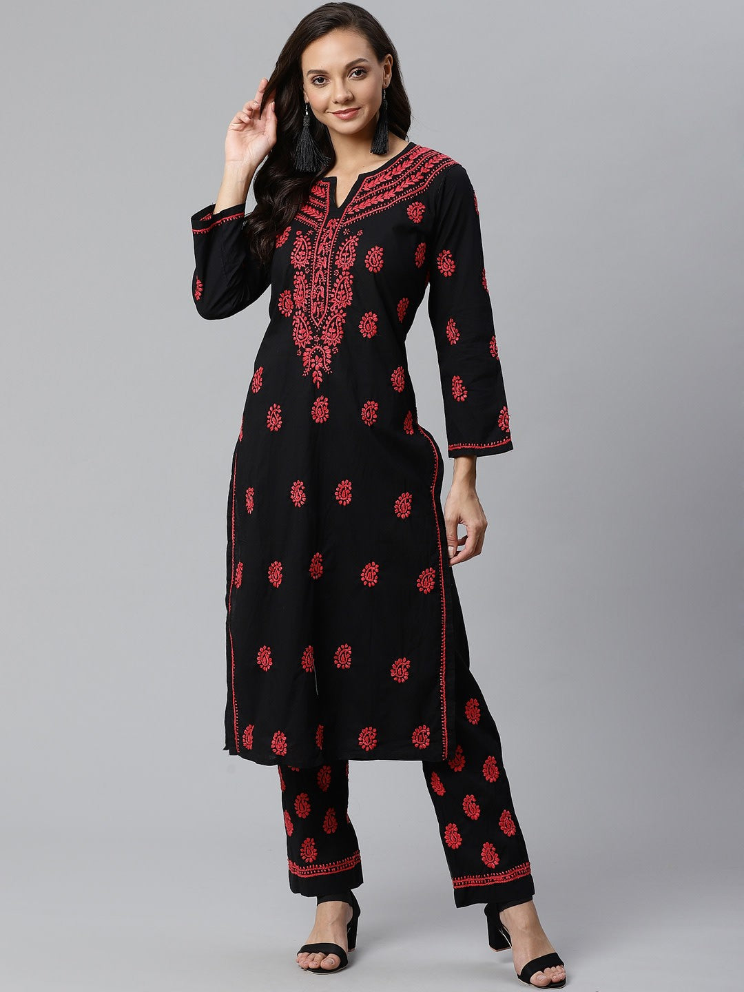 Black-Lucknow-Chikankari-Kurta-&-Palazzo-Set