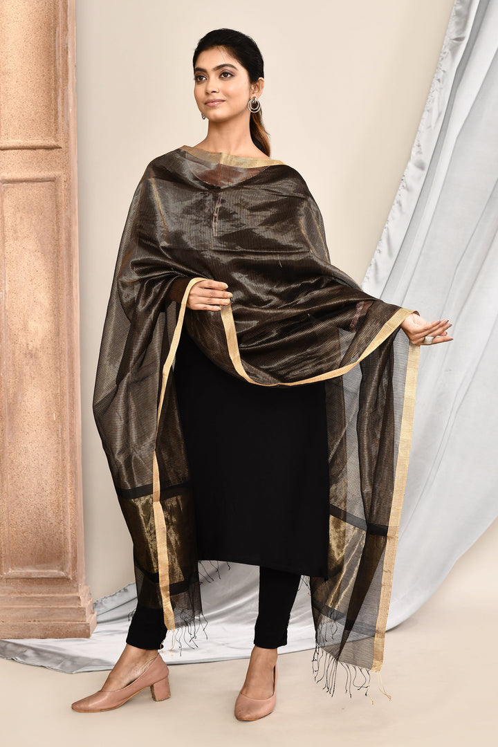 Black-Maheshwari-Dupatta