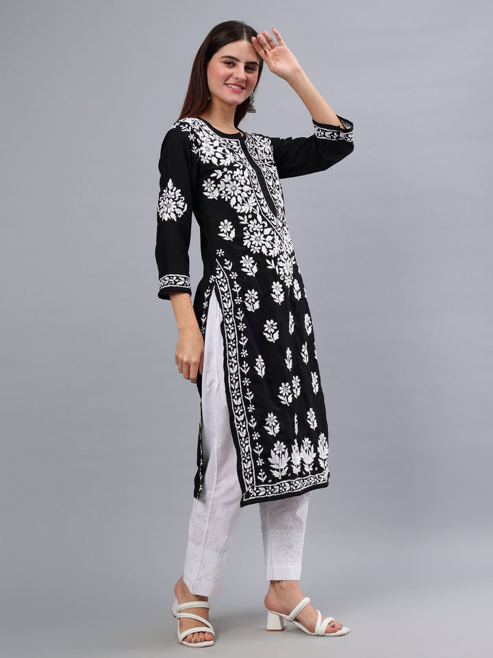 Black-Muslin-Embroidered-Chikankari-Kurti