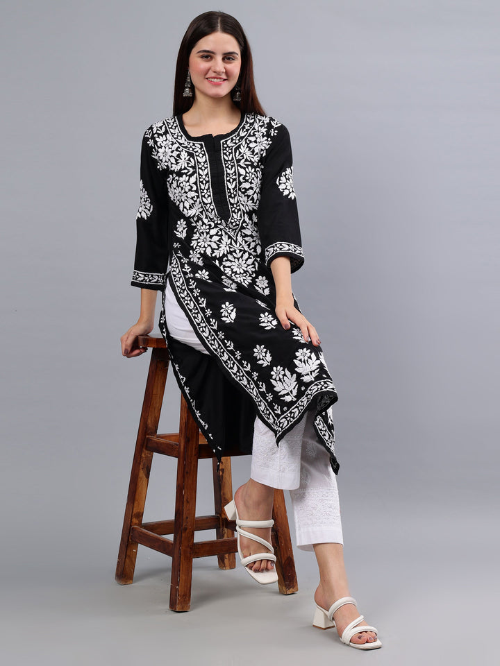 Black-Muslin-Embroidered-Chikankari-Kurti