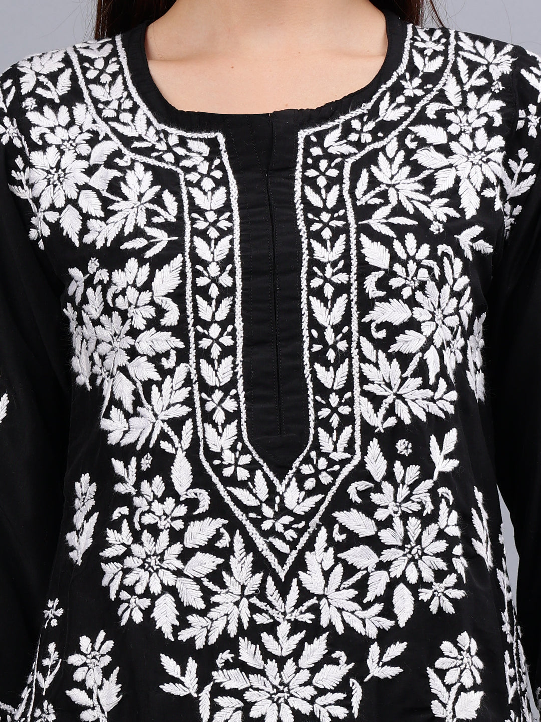 Black-Muslin-Embroidered-Chikankari-Kurti