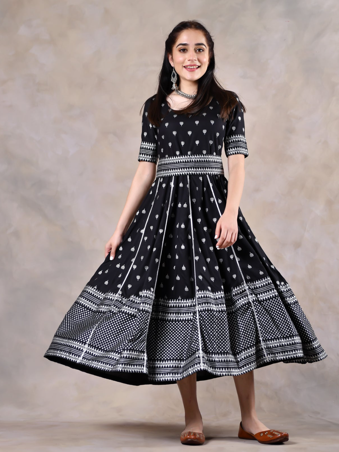 Black Polka Dress With Gota Work