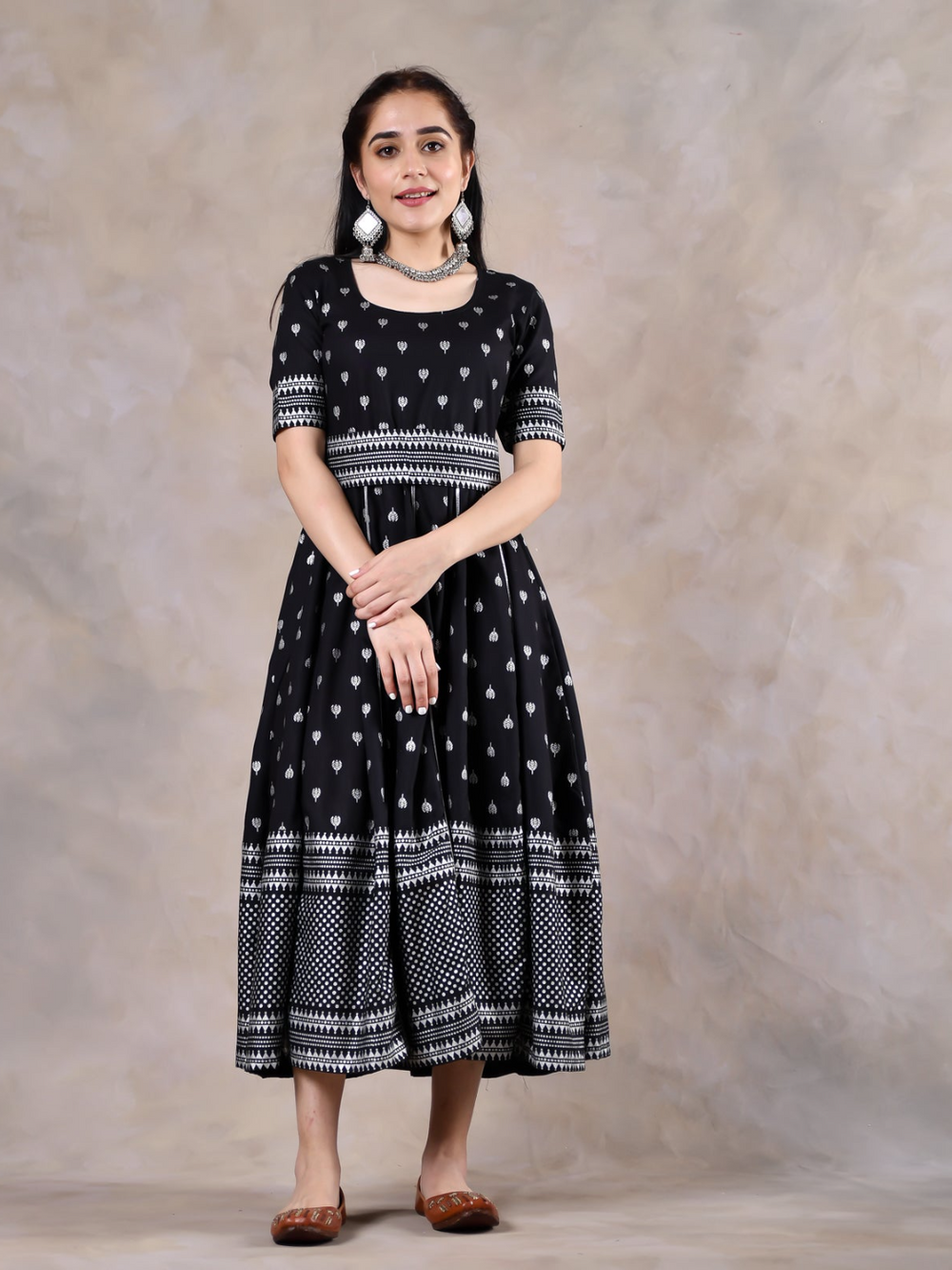 Black Polka Dress With Gota Work
