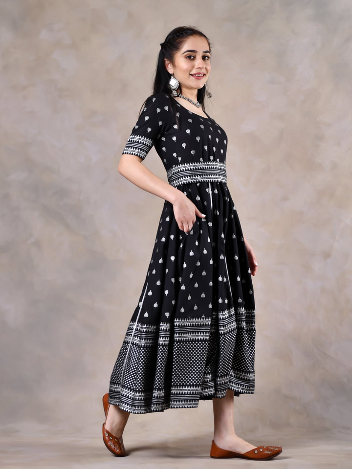 Black Polka Dress With Gota Work