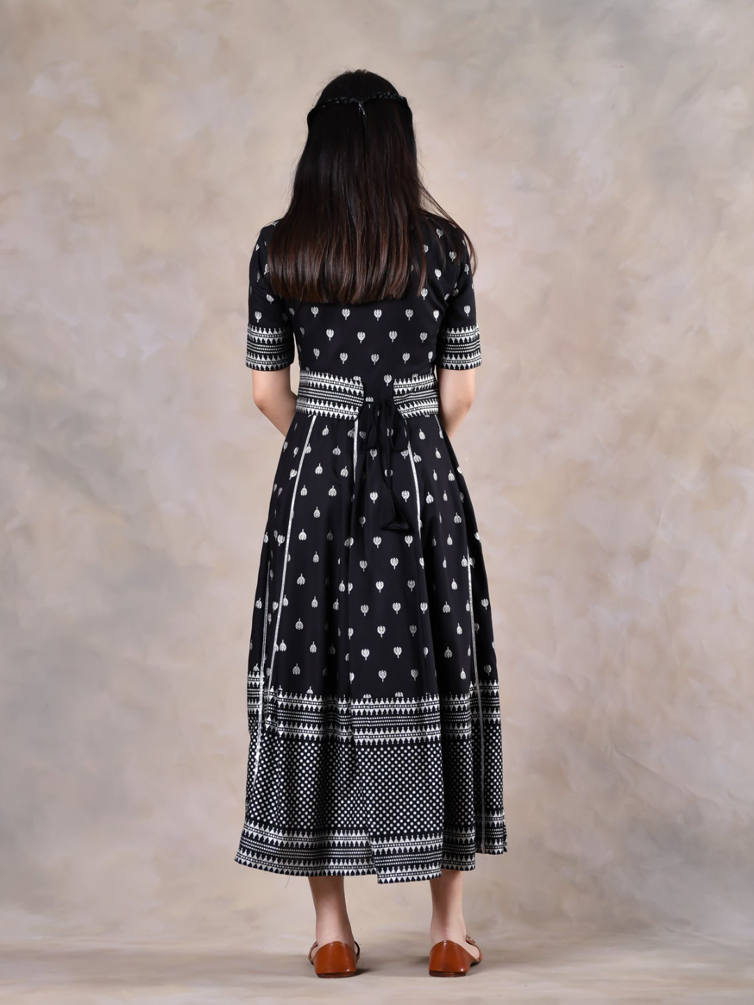Black Polka Dress With Gota Work