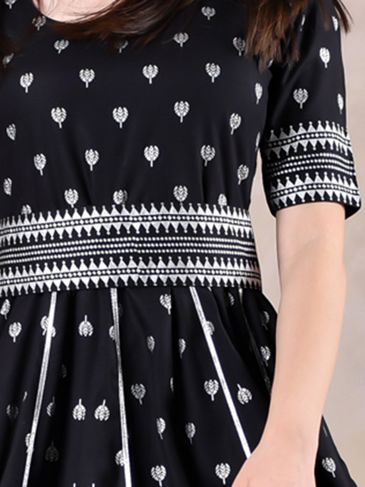 Black Polka Dress With Gota Work
