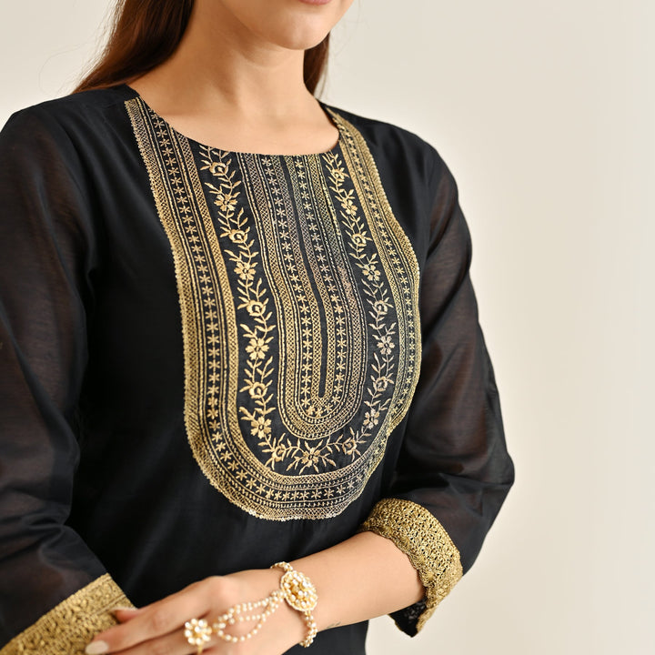 Black-Poly-Chanderi-Embroidered-Yoke-Detail-3-Piece-Kurta-Set