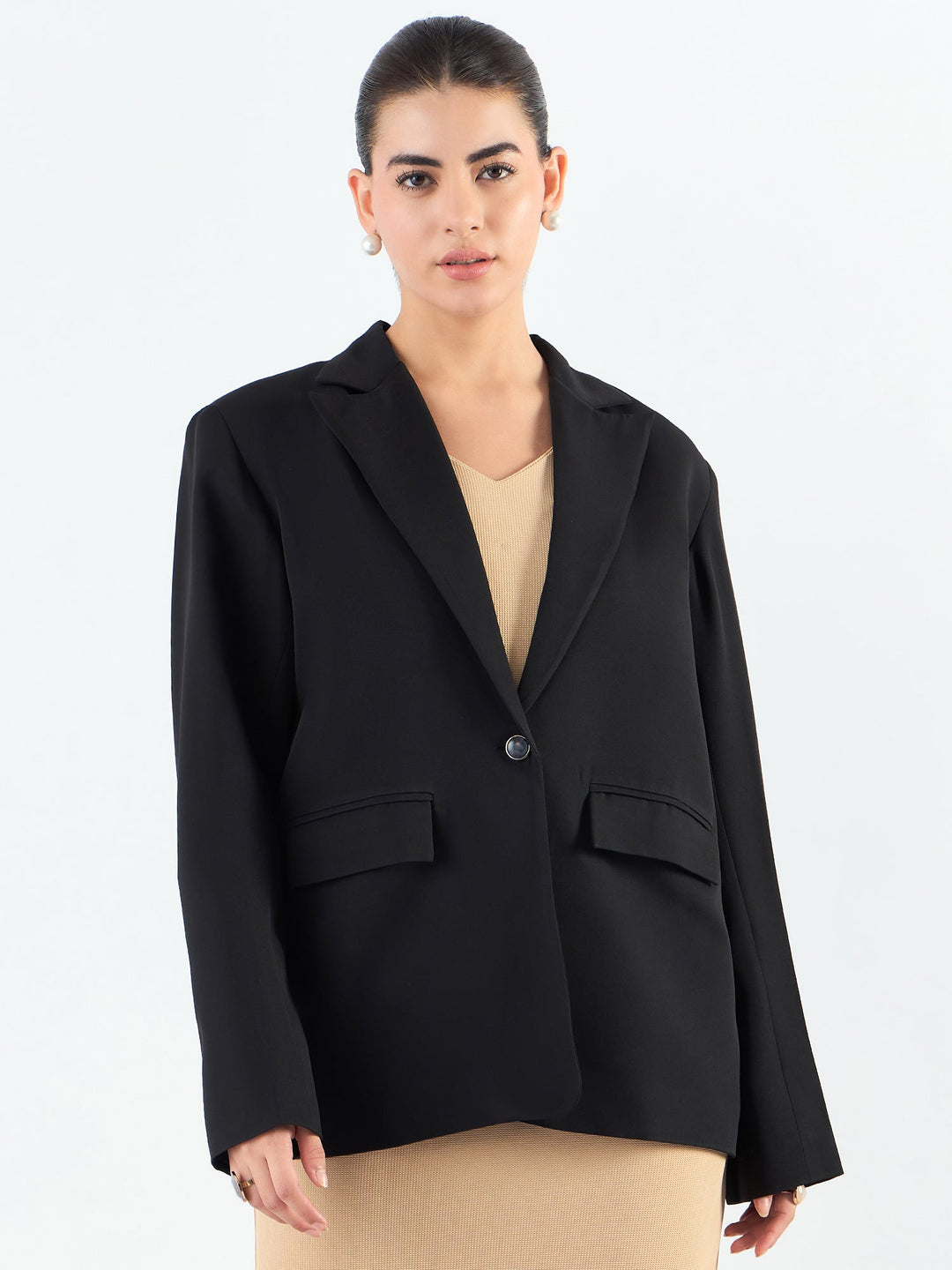 Black-Poly-Viscose-Notched-Lapel-Oversized-Fit-Blazer