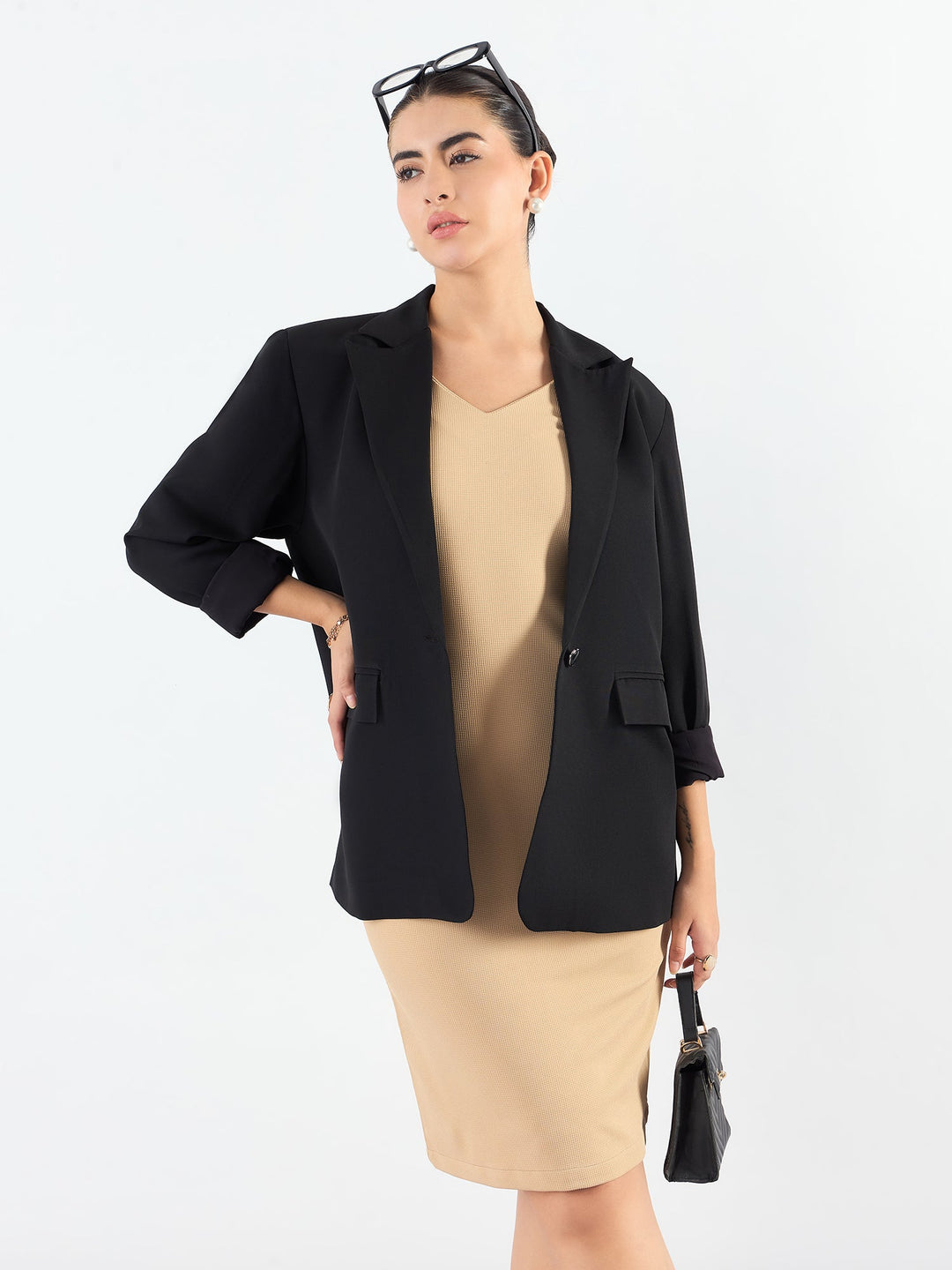 Black-Poly-Viscose-Notched-Lapel-Oversized-Fit-Blazer