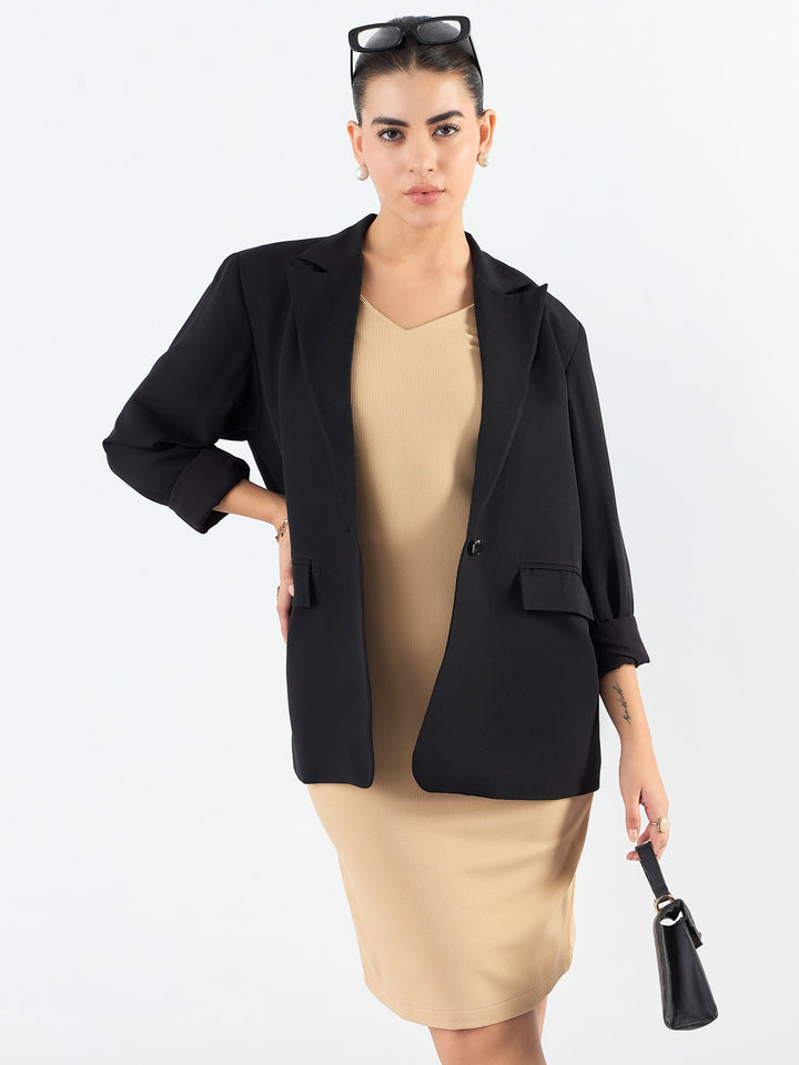 Black-Poly-Viscose-Notched-Lapel-Oversized-Fit-Blazer