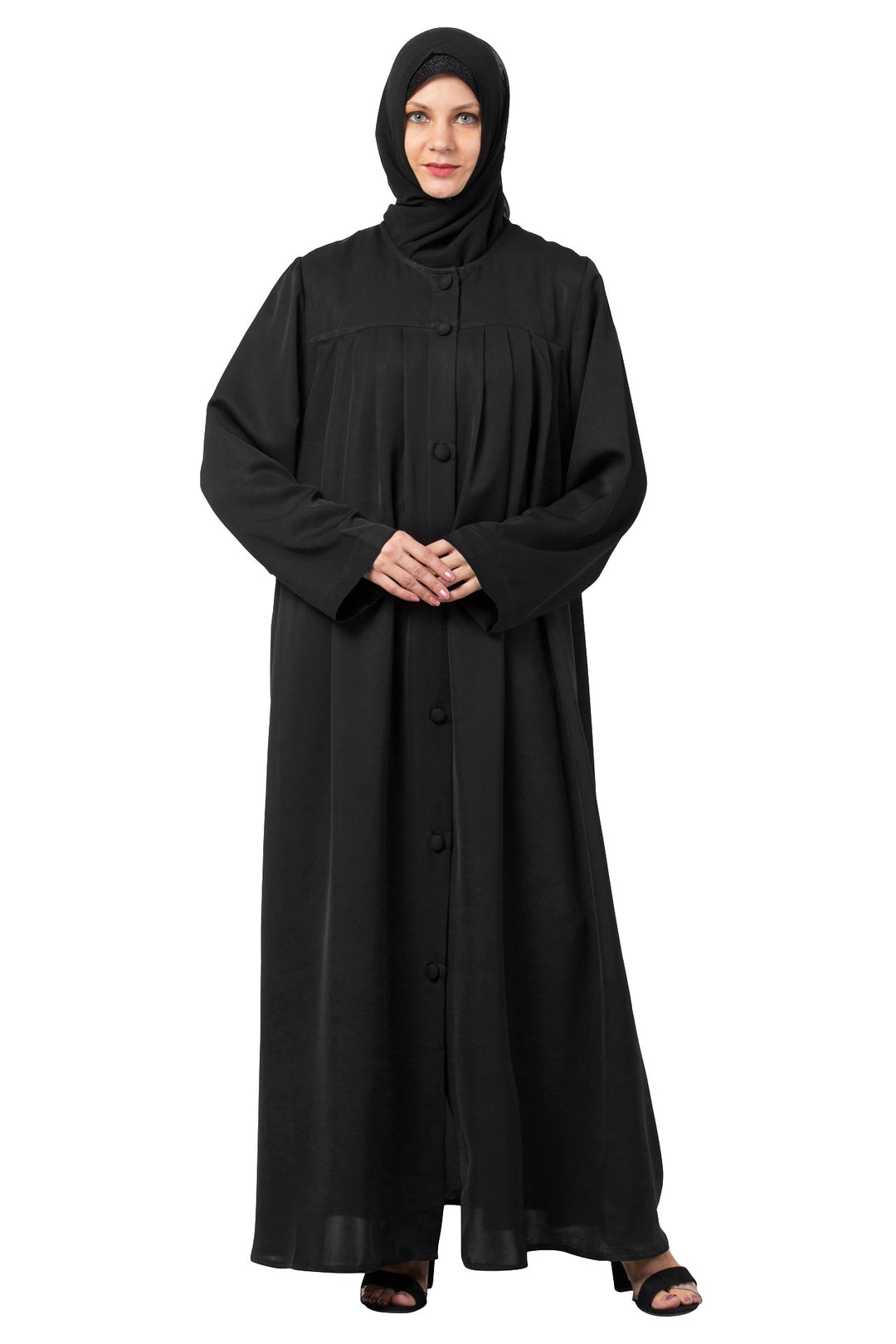 Black-Polyester-Abaya-Burqa-With-Scarf