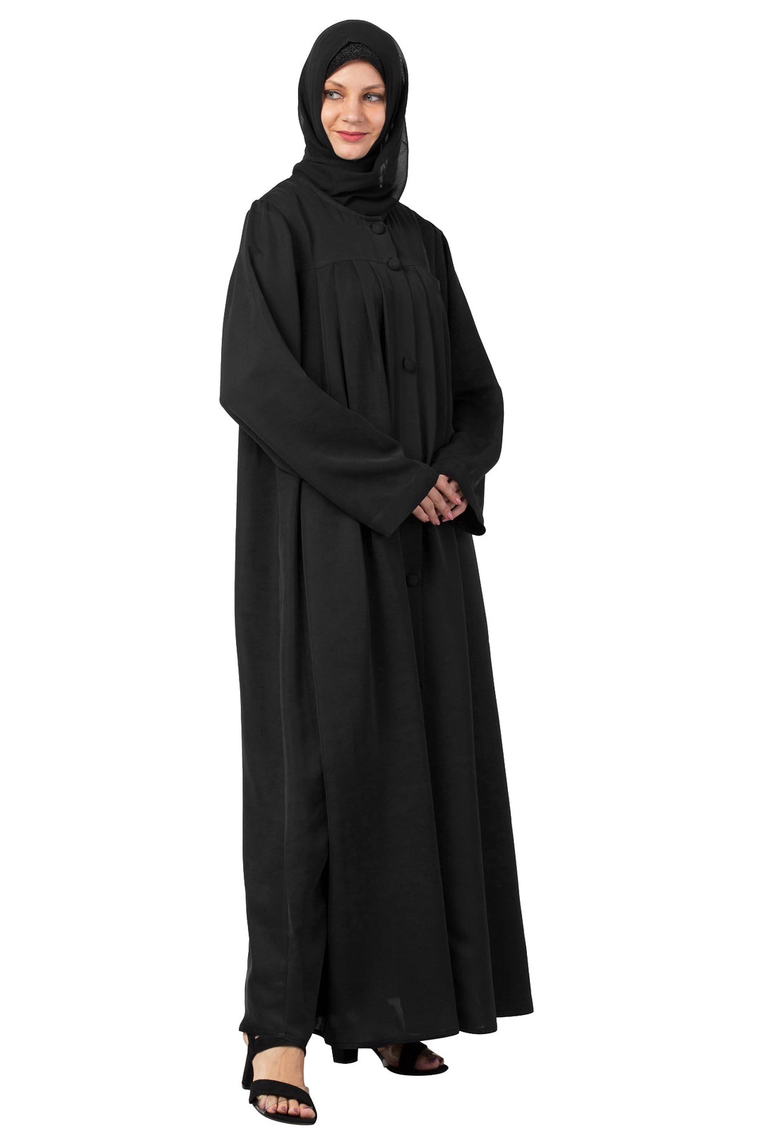 Black-Polyester-Abaya-Burqa-With-Scarf