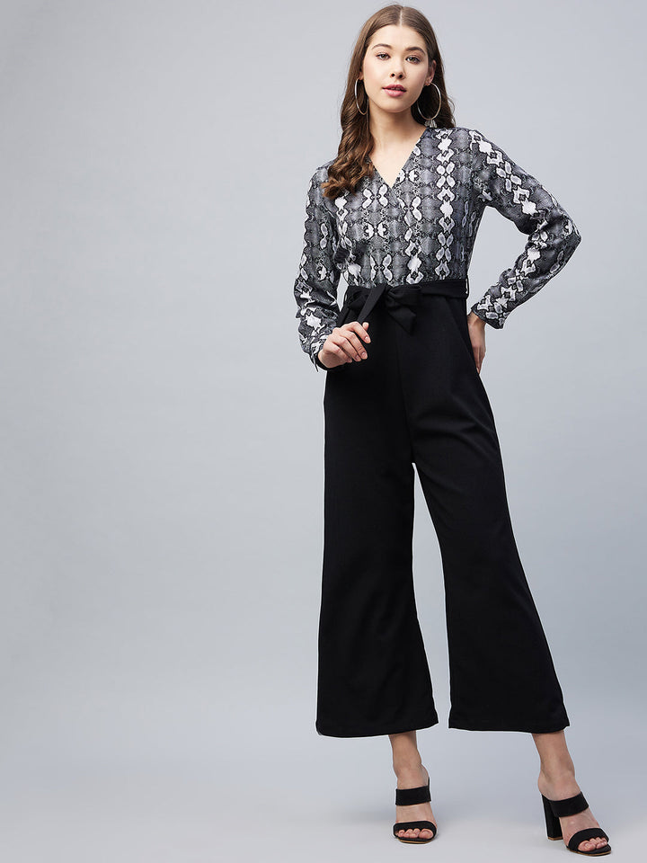 Black-Polyester-Animal-Print-Jumpsuit