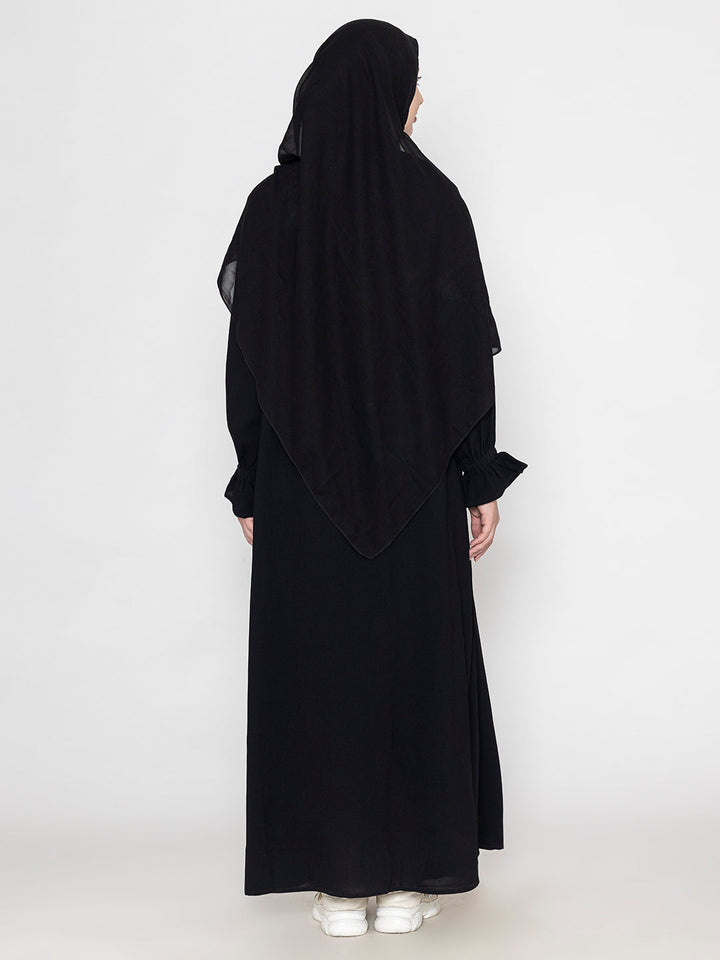 Black-Polyester-Crickeled-Front-Pleated-Abaya