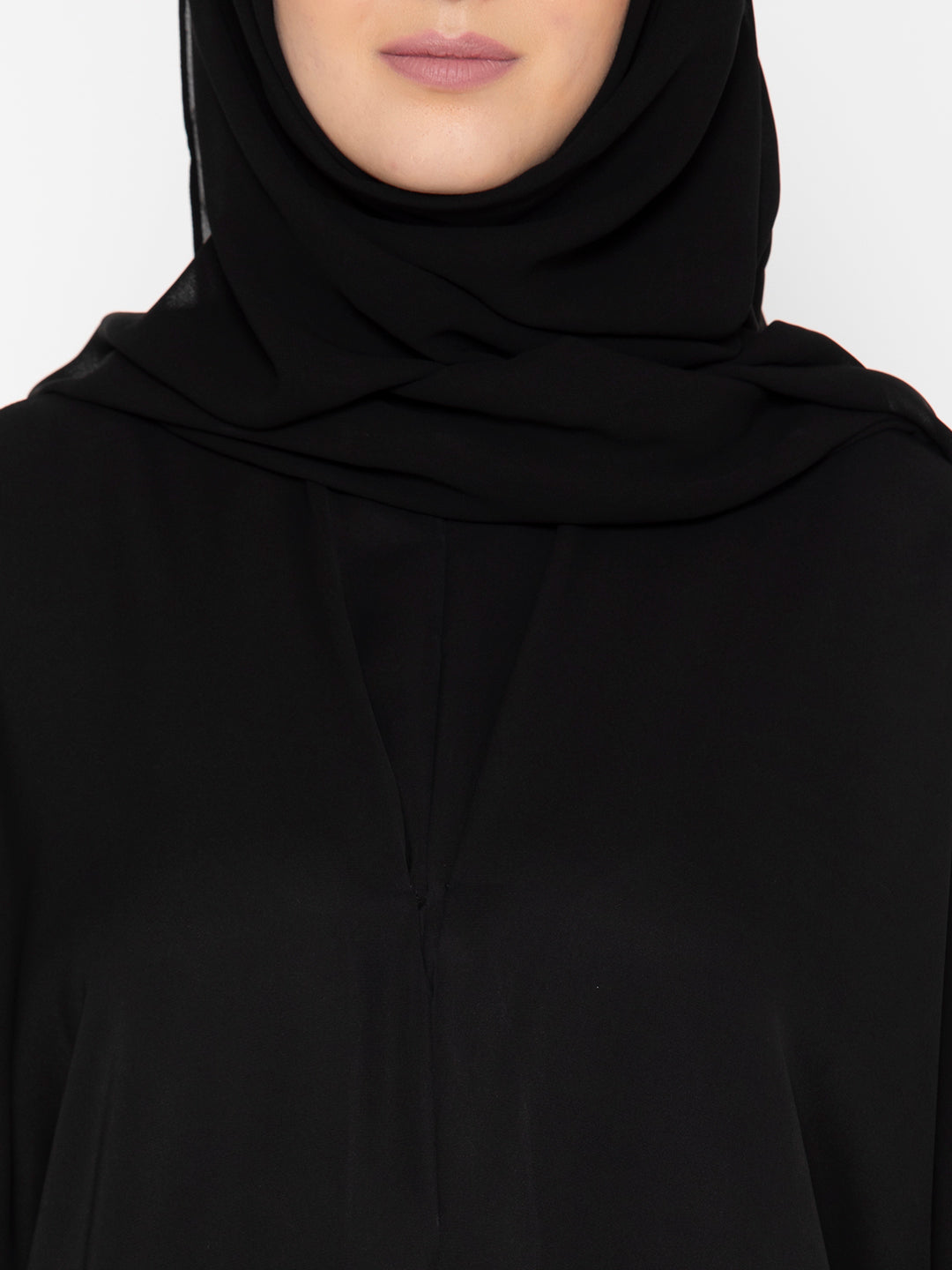 Black-Polyester-Embroidered-Cuff-Abaya