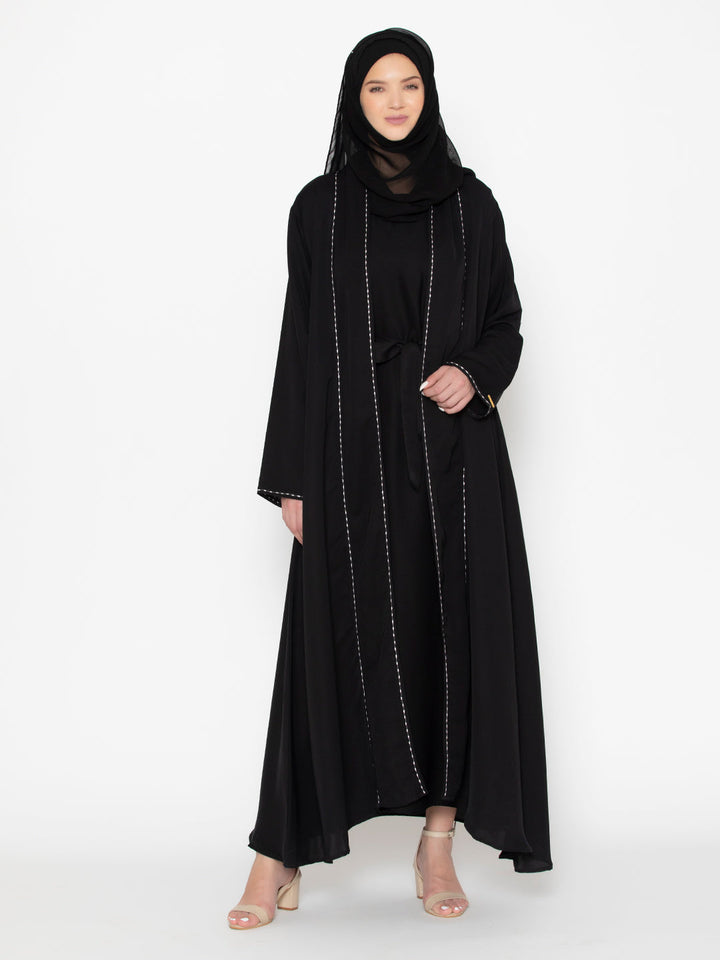 Black-Polyester-Embroidered-Rice-Stich-Abaya