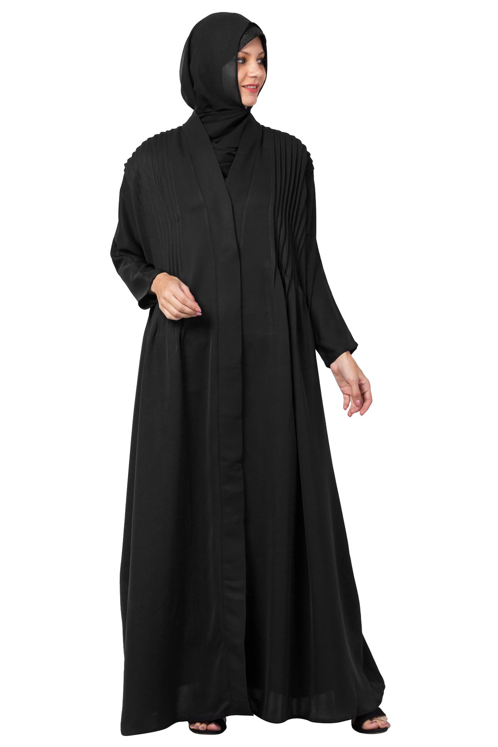 Black-Polyester-Pintuck-Abaya