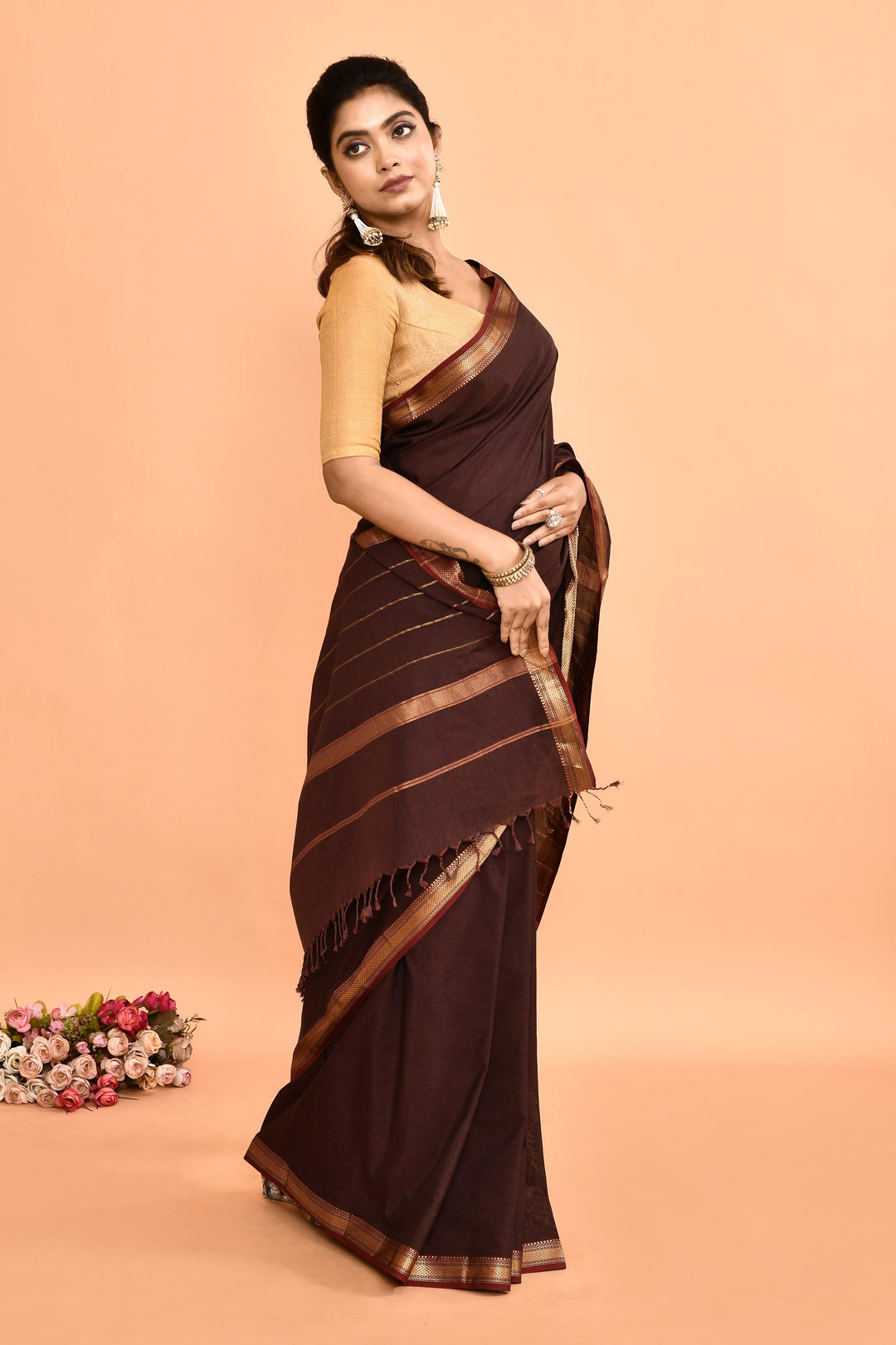 Black-Pure-Cotton-Maheshwari-Saree