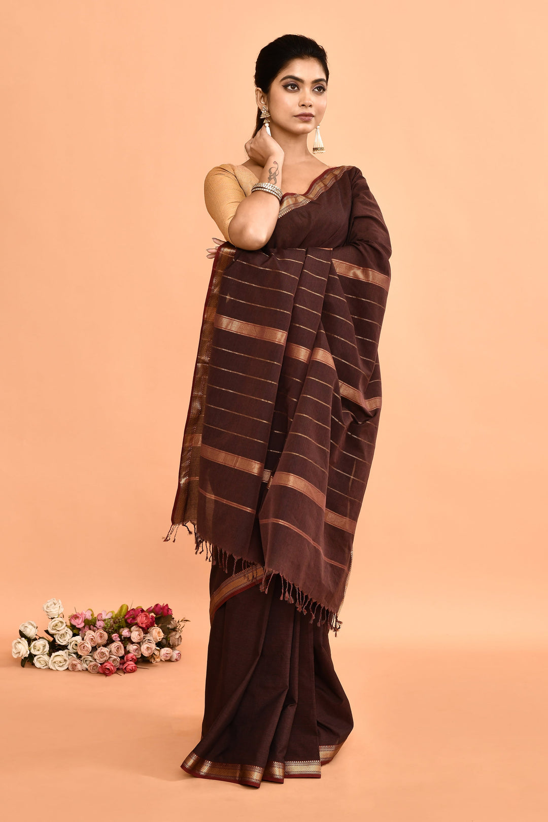 Black-Pure-Cotton-Maheshwari-Saree