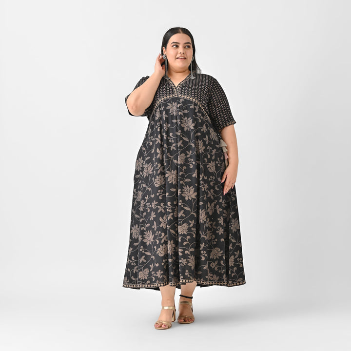 Black-Rayon-Bandhani-Inspired-Floral-Maxi-Dress