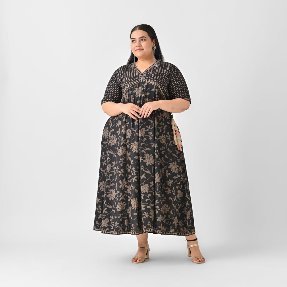 Black-Rayon-Bandhani-Inspired-Floral-Maxi-Dress