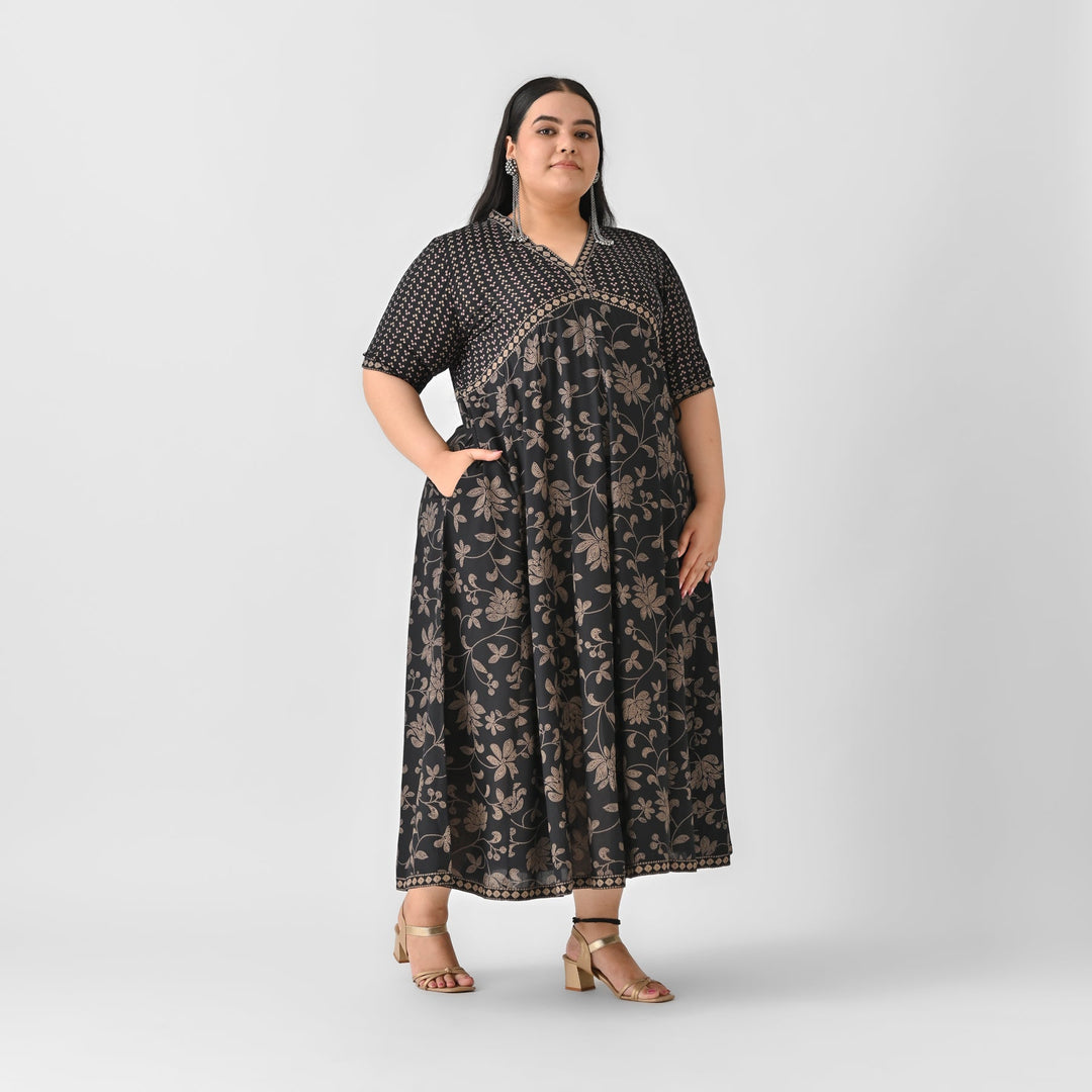 Black-Rayon-Bandhani-Inspired-Floral-Maxi-Dress