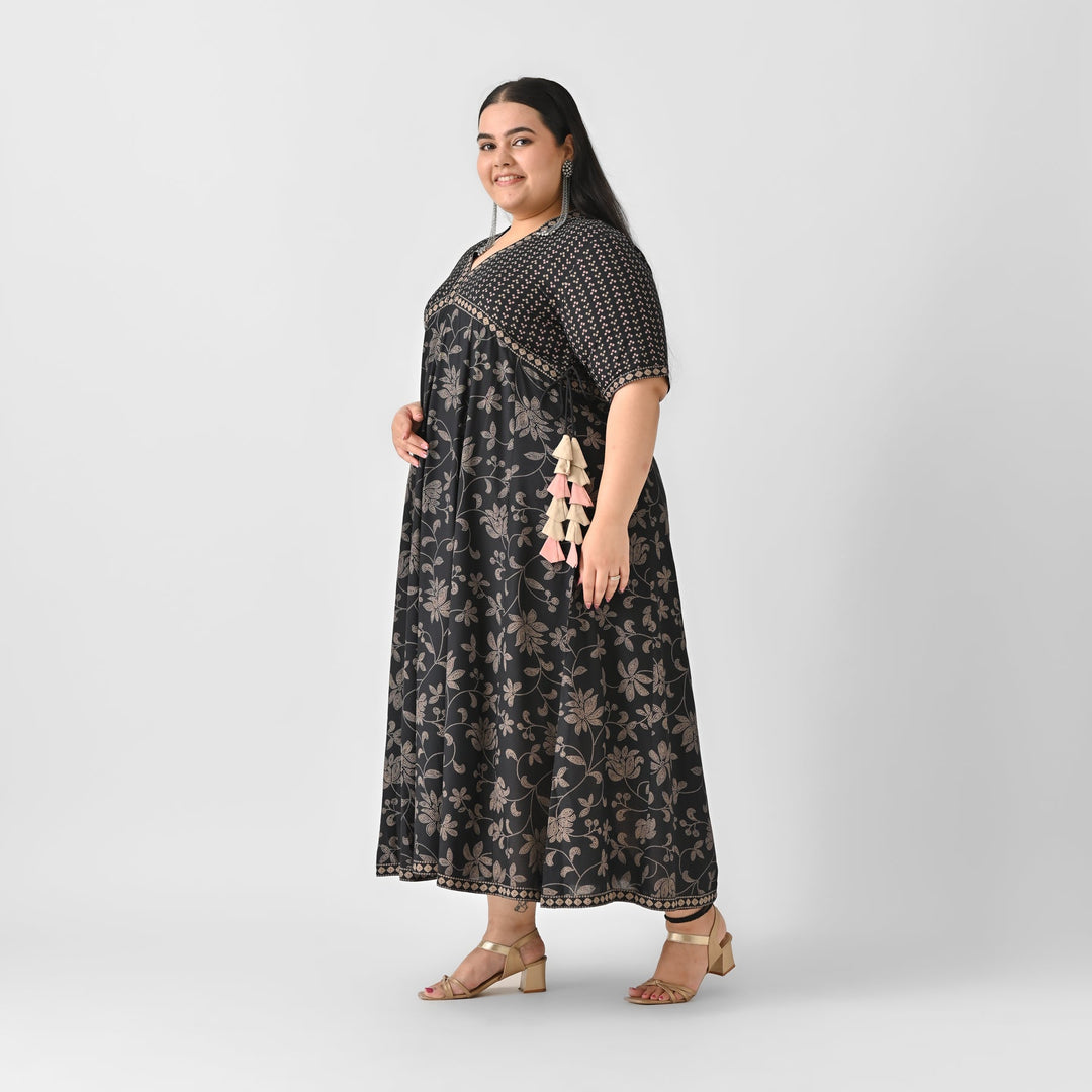 Black-Rayon-Bandhani-Inspired-Floral-Maxi-Dress