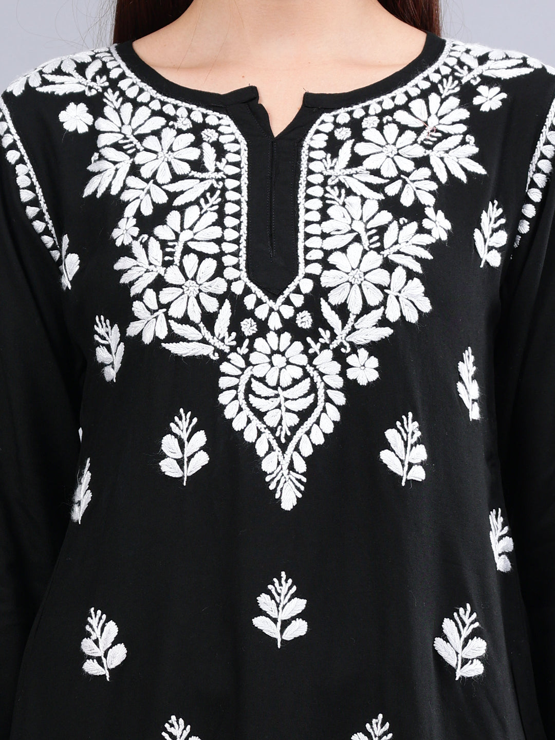 Black-Rayon-Chikankari-Short-Tunic