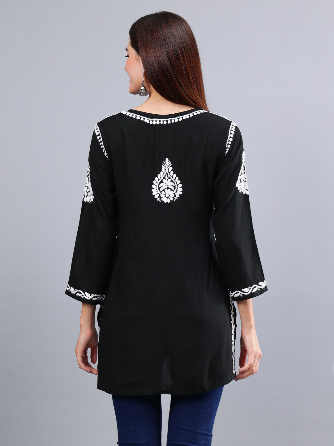 Black-Rayon-Chikankari-Short-Tunic