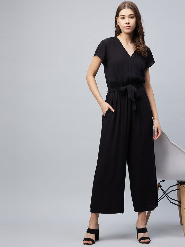 Black-Rayon-Solid-V-Neck-Jumpsuit