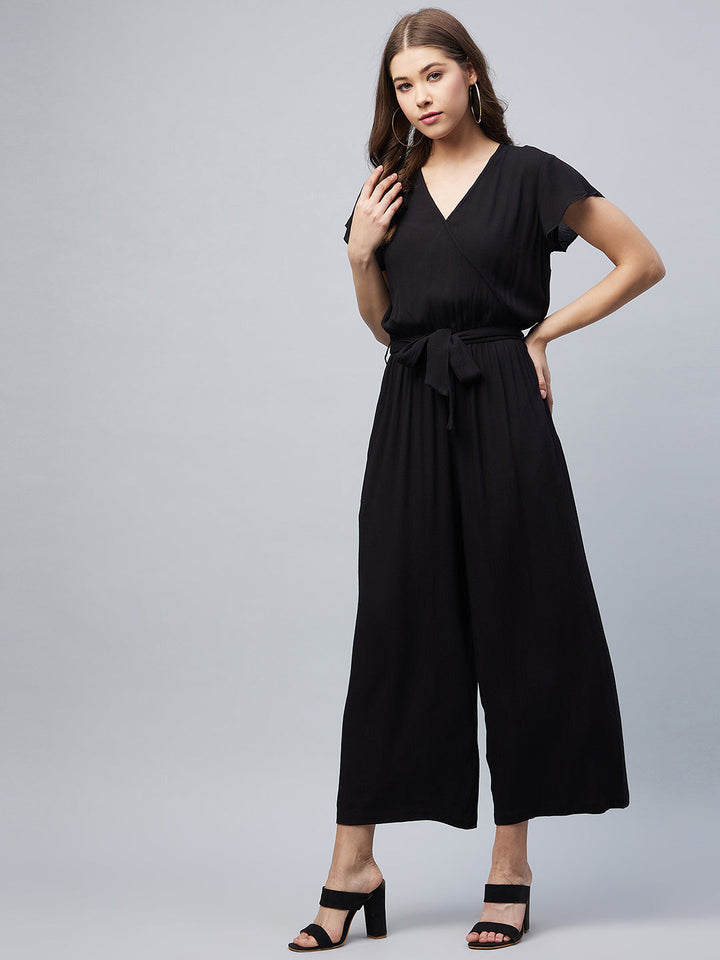 Black-Rayon-Solid-V-Neck-Jumpsuit