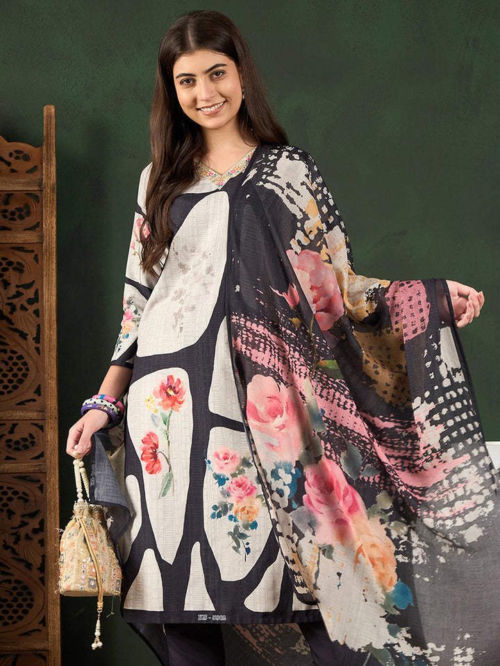 Black-Silk-Blend-Floral-Printed-3-Piece-Kurta-Set