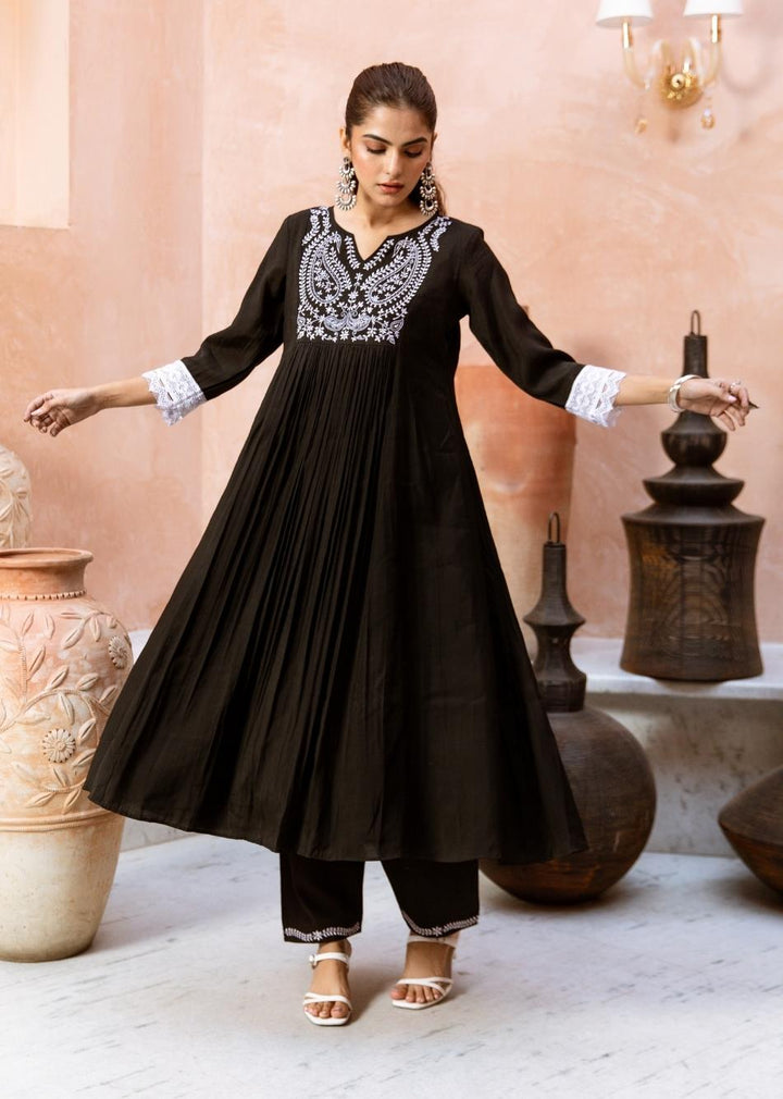 Black-Silk-Embroidered-Anarkali-Set