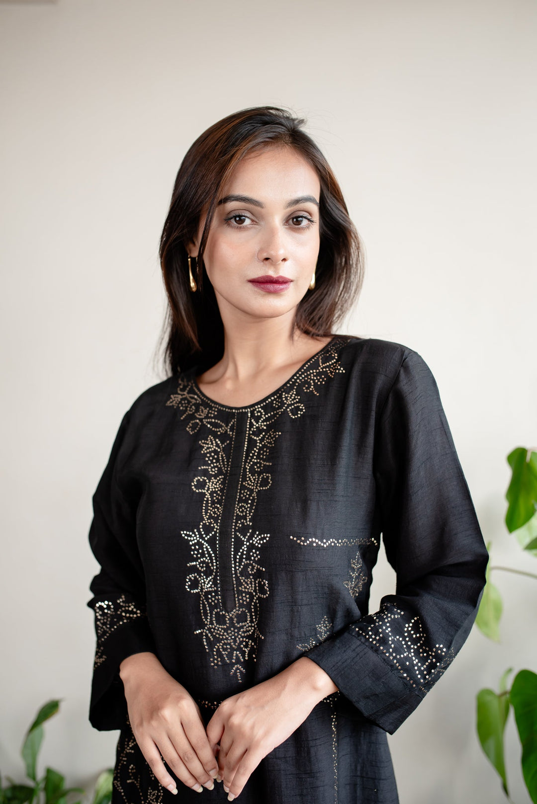 Black-Silk-Mukaish-A-Line-Dress