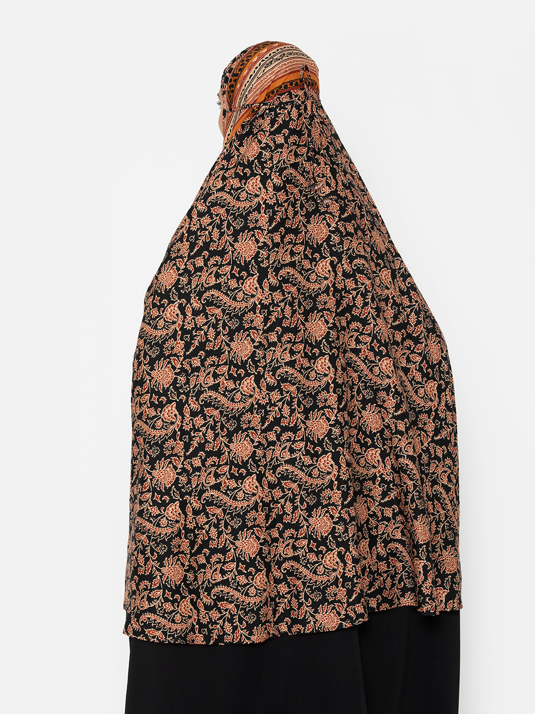 Black-Viscose-Floral-Panel-Print-Namaz-Dupatta