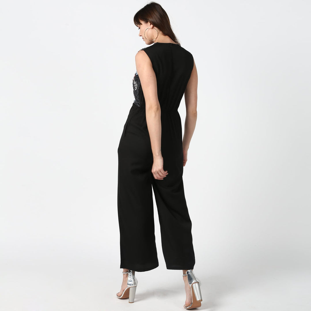 Black-&-Multi-Coloured-Polyester-Embroidered-Jumpsuit