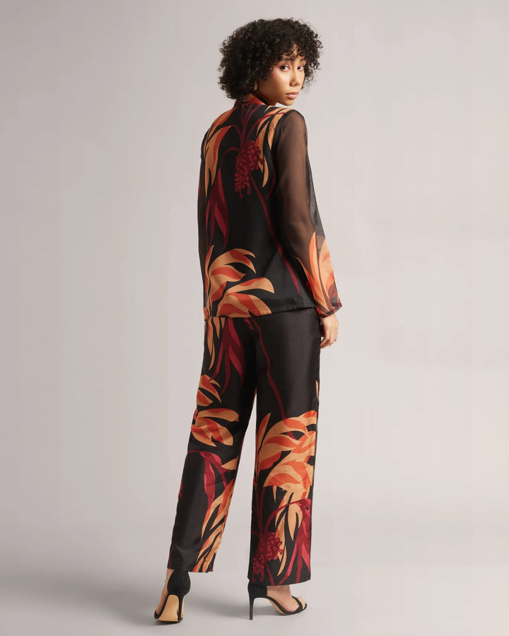 Black & Orange Organza Botanic Print Formal Co-Ord Set