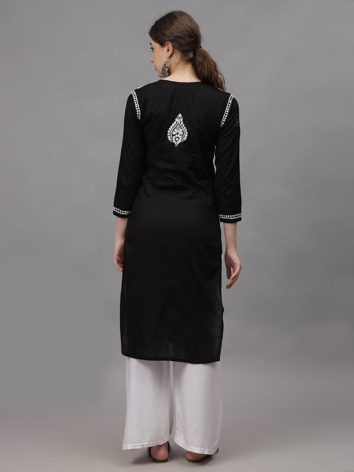 Black-&-White-Cotton-Embroidered-Chikankari-Kurti