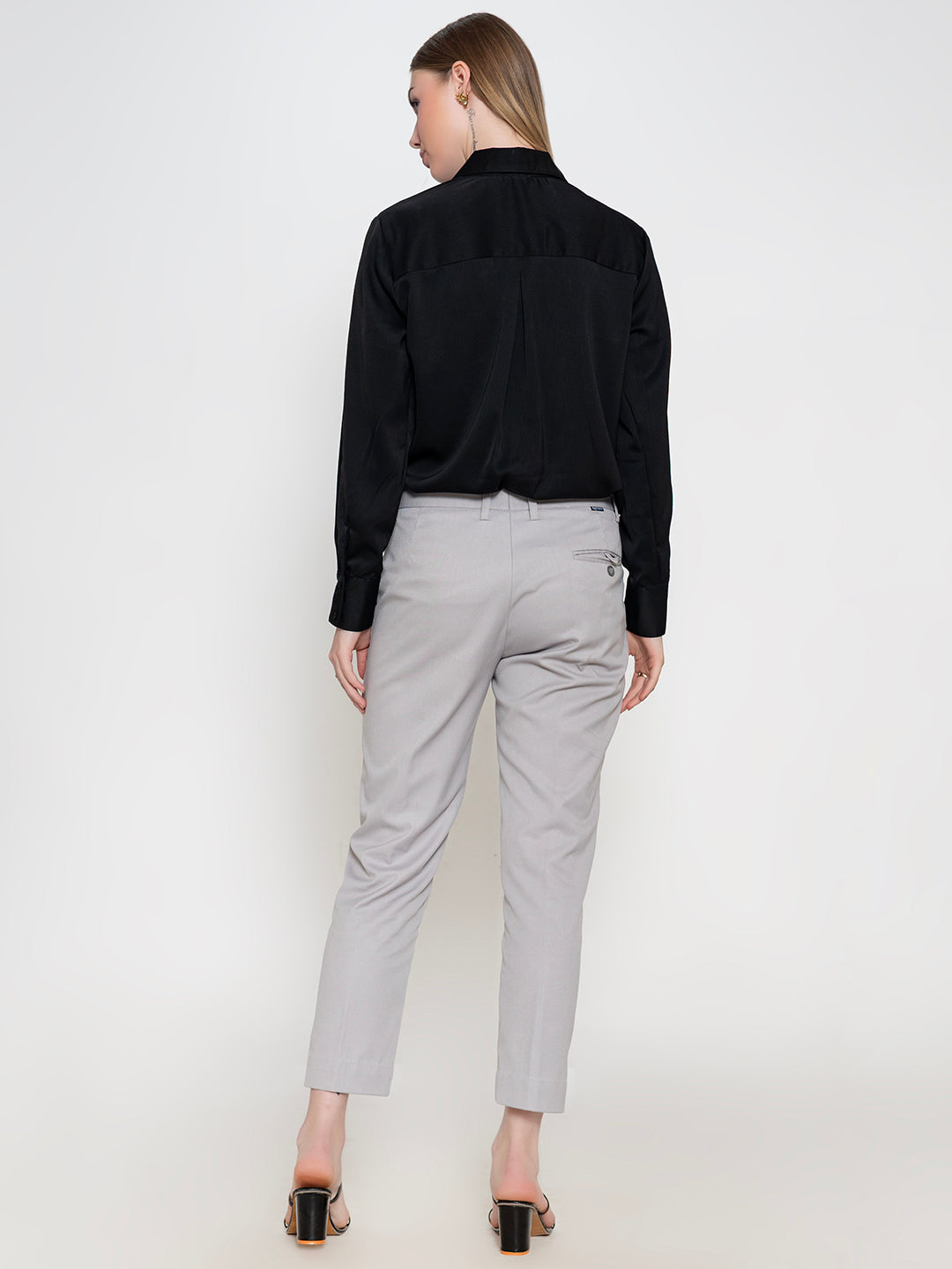 Black-100%-Polyester-Spread-Collar-Shirt-ONLY