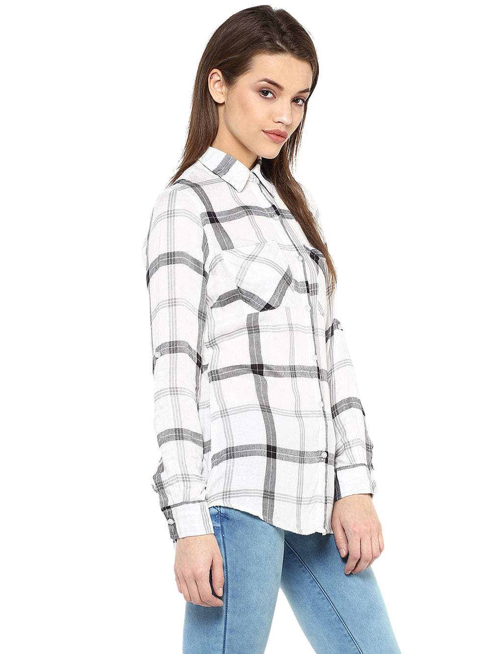 Black-And-White-Rayon-Check-Shirt