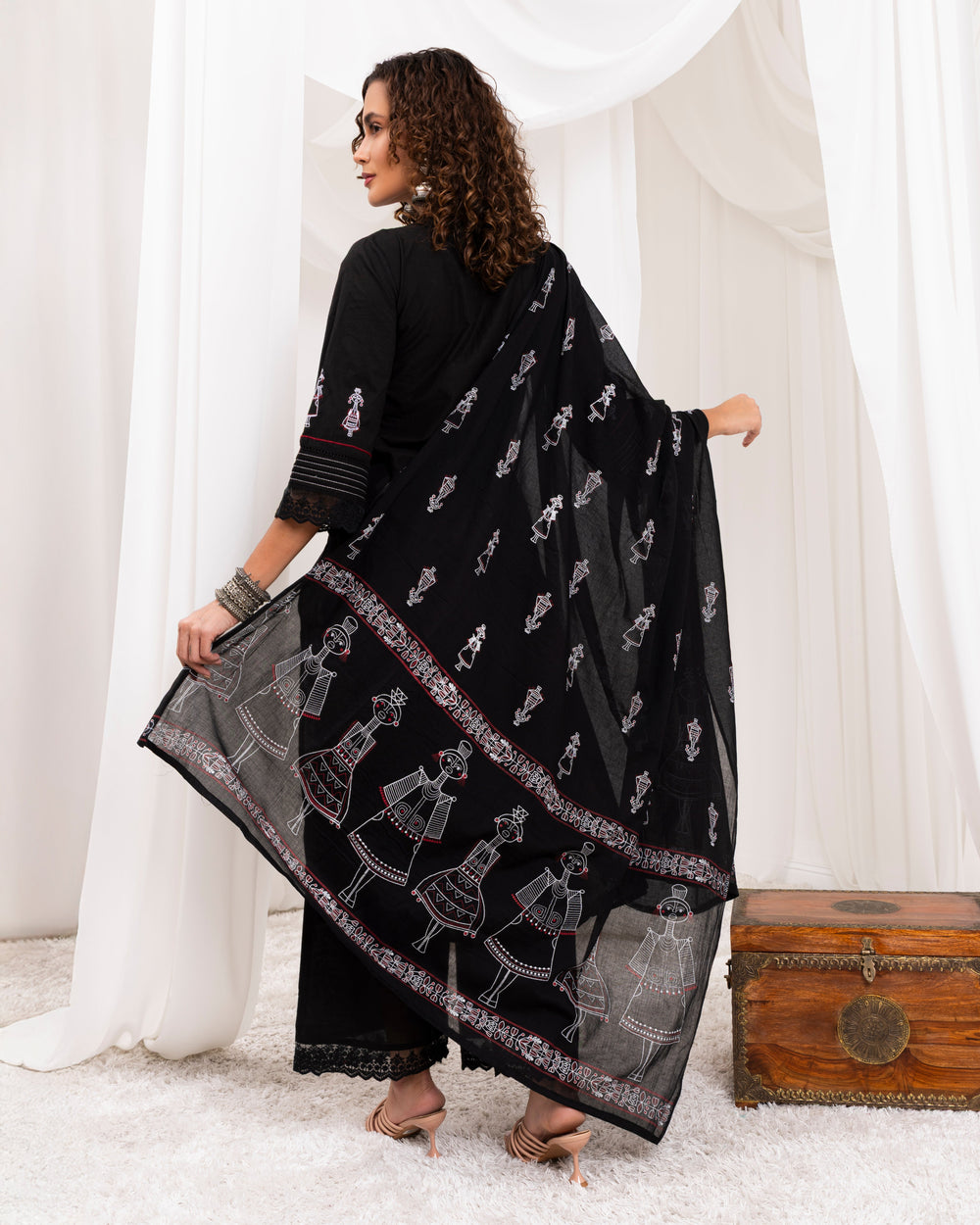 Black-Cotton-A-Line-3-Piece-Kurta-Set