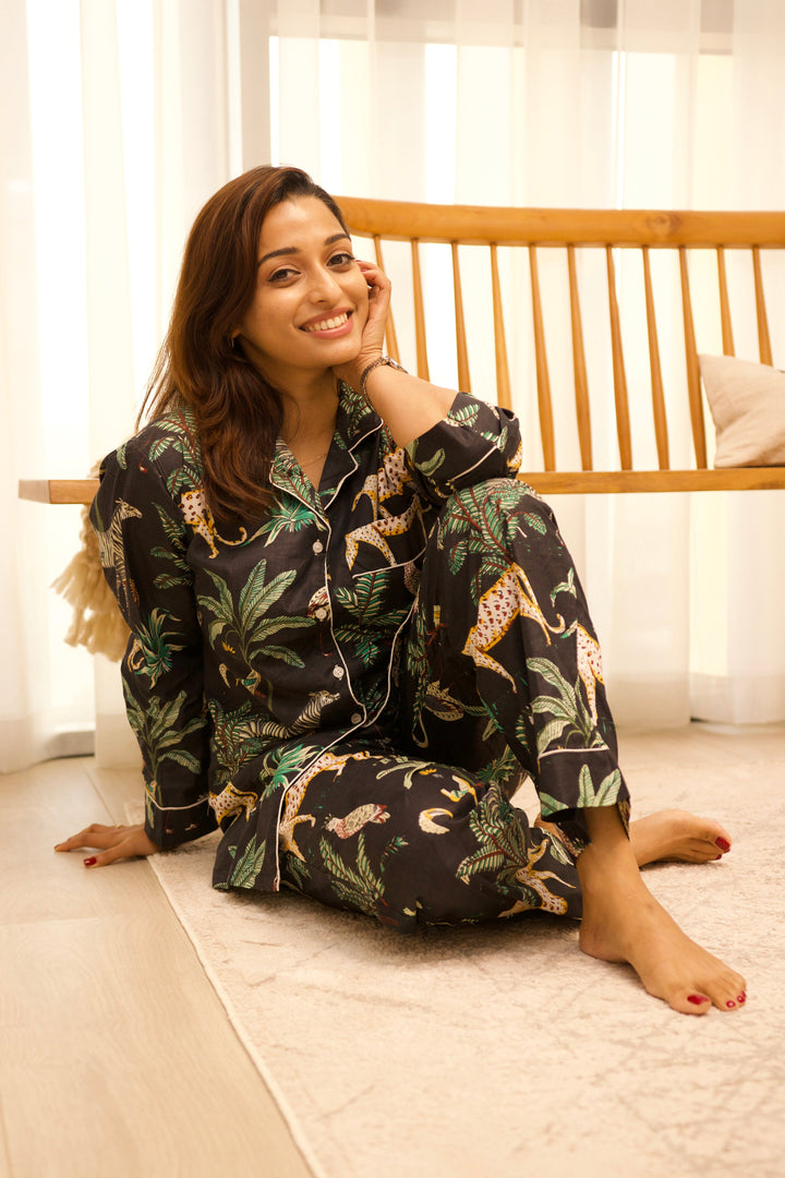 Black-Cotton-Animal-Print-Jungle-Rani-Co-Ord-Sets