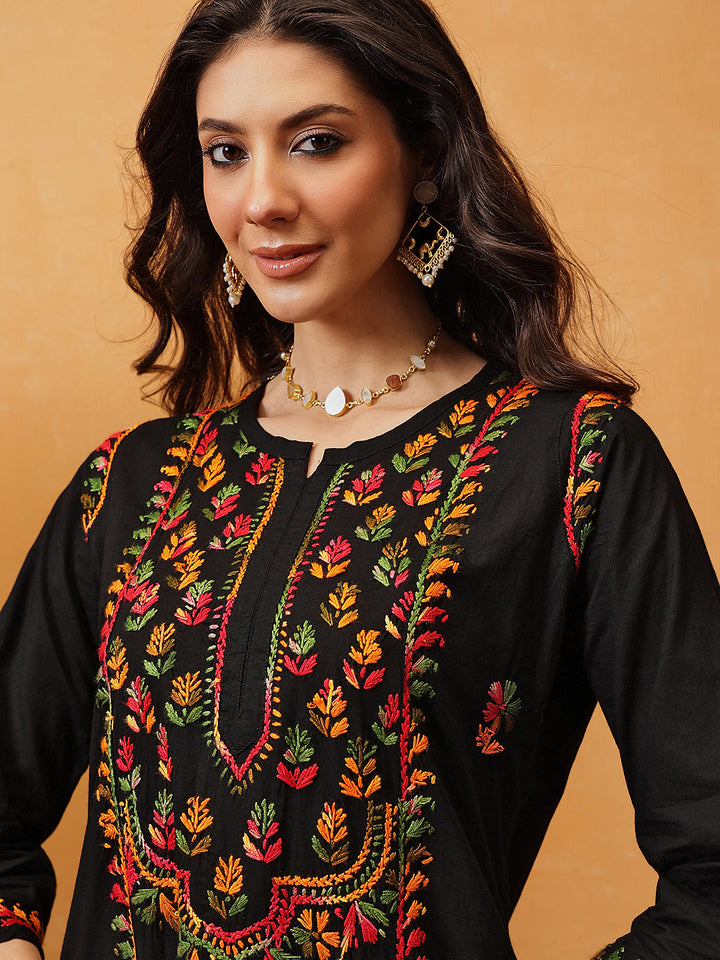 Black-Cotton-Ethnic-Motifs-Chikankari-Kurta-Only