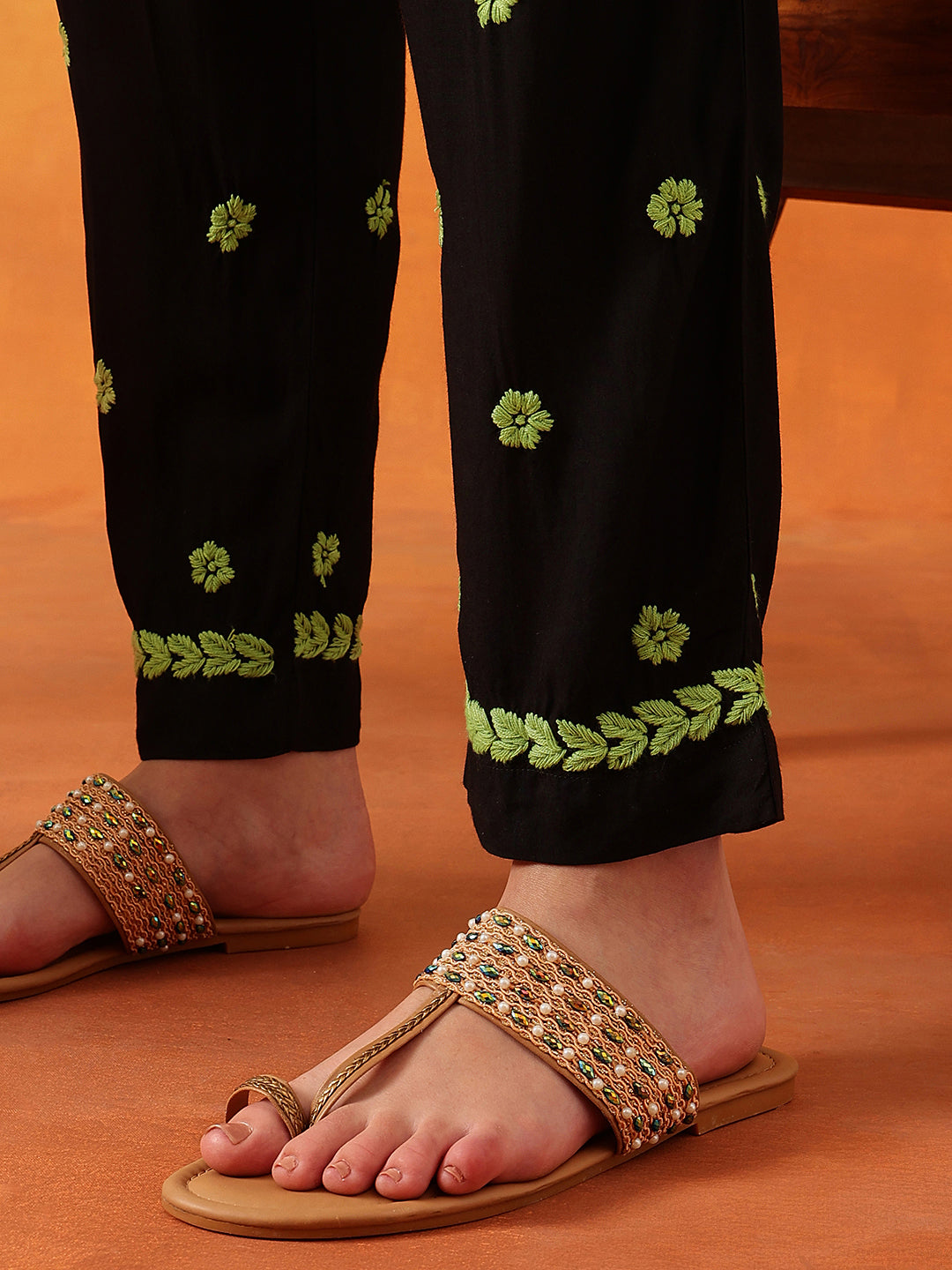 Black-&-Green-Modal-Straight-2-Piece-Kurta-Sets