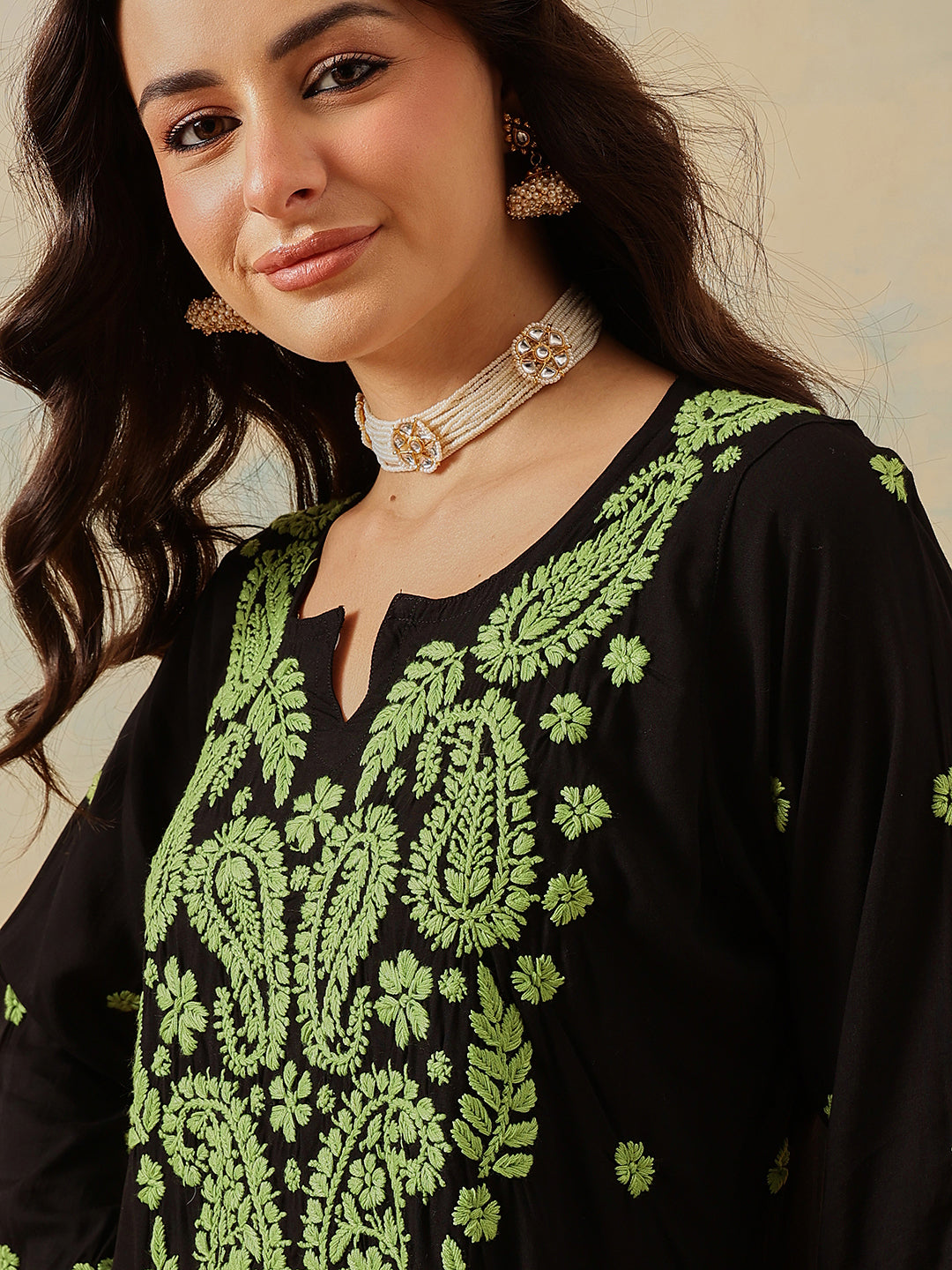 Black-&-Green-Modal-Straight-2-Piece-Kurta-Sets